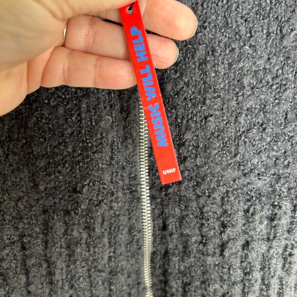 Unif Dwelt sweater gray crop zip up size XS cozy gothic grunge cardigan - Picture 4 of 7